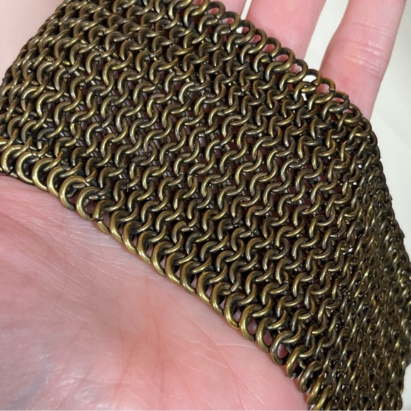 Vintage Y2K Heavy Gold Chainmail Victorian Medieval goth wide bracelet - Picture 7 of 17